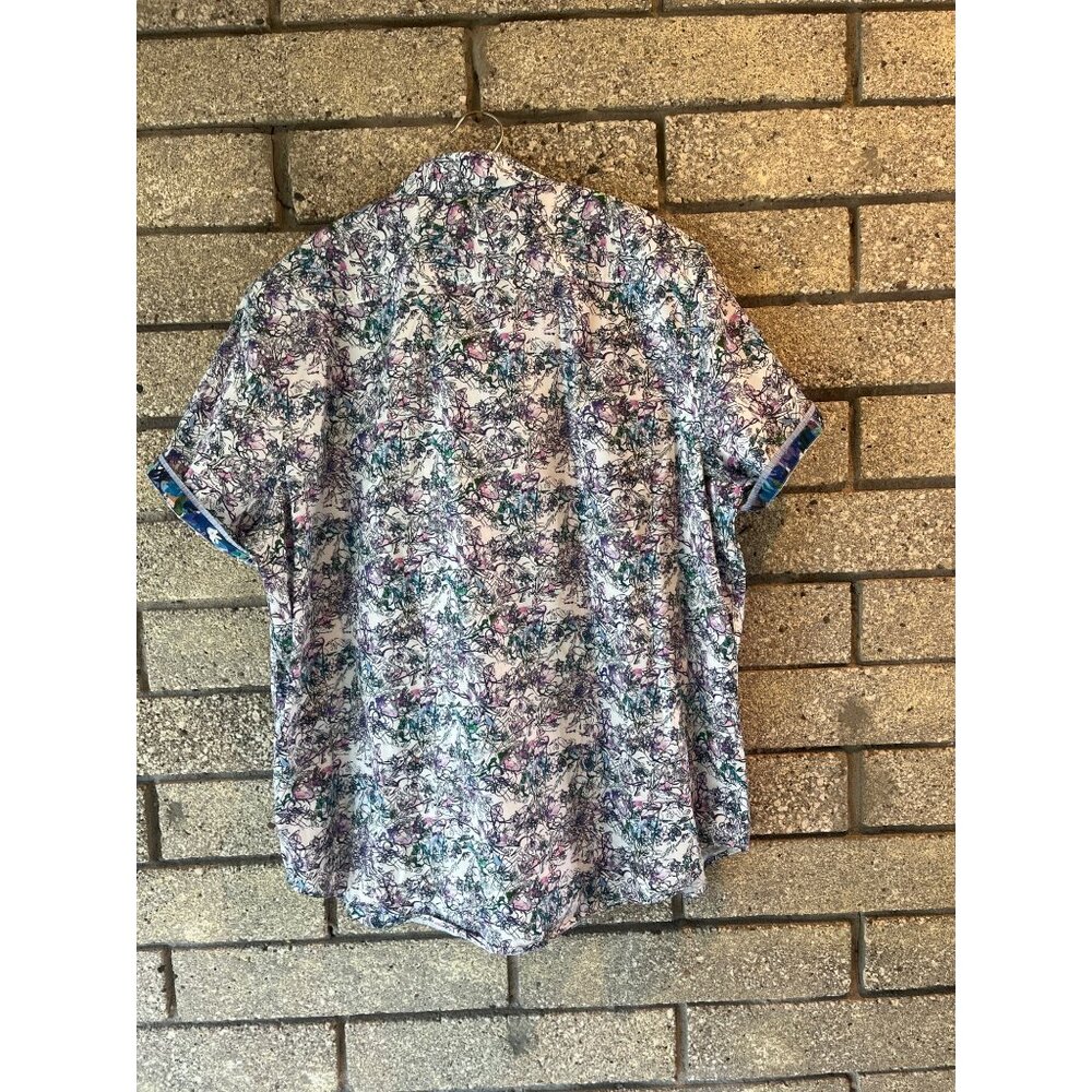 Robert Graham Mens 2XL Classic Fit Floral Print Shirt Multicolor Cotton Short Sl - Picture 8 of 9